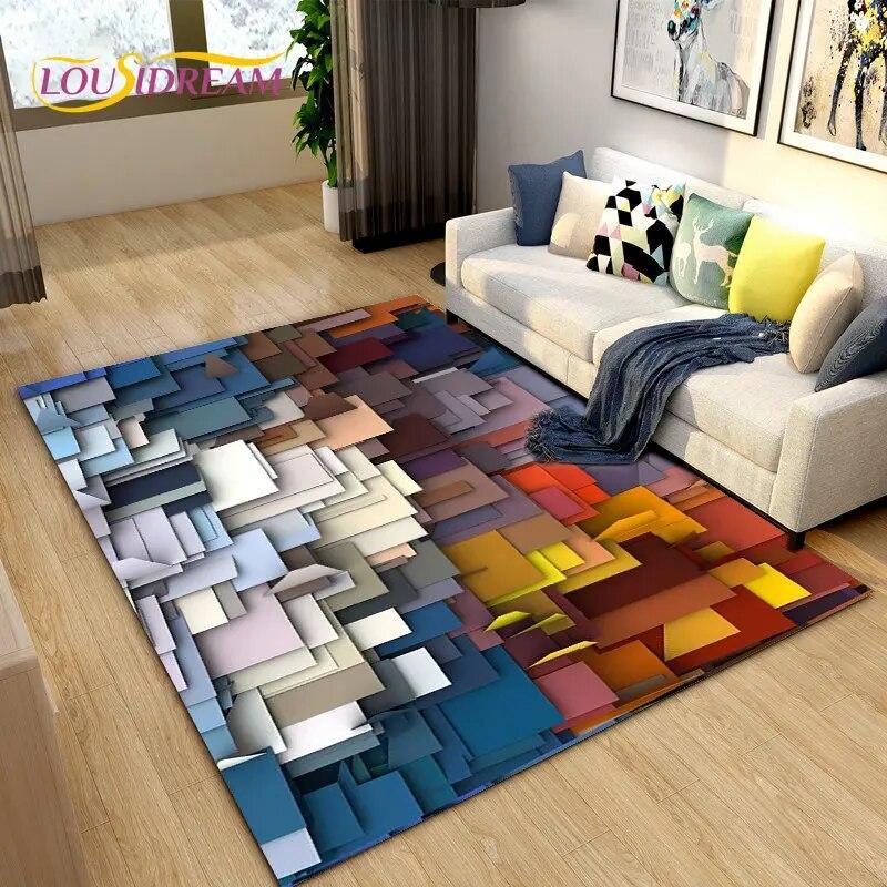 3D Abstract Geometric Visual Illusion Area Rug Large,Carpet Rug for Living Room Bedroom Sofa,Kitchen Doormat Non-slip Floor Mat