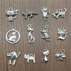 20pcs Cat Pendant Charms Antique Silver Color Small Cat Charms Jewelry DIY Cat Charms For Bracelet Making