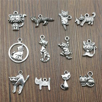 20 Stück Katzenanhänger Charms Antik Silberfarbe Kleine Katzen Charms Schmuck DIY Katzen Charms Für Armbandherstellung