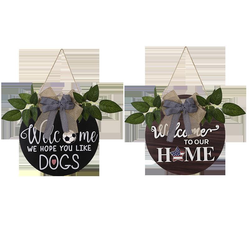 Doublesided Versatile Welcome Door Hanger With Seasonal Floral Wreath Design