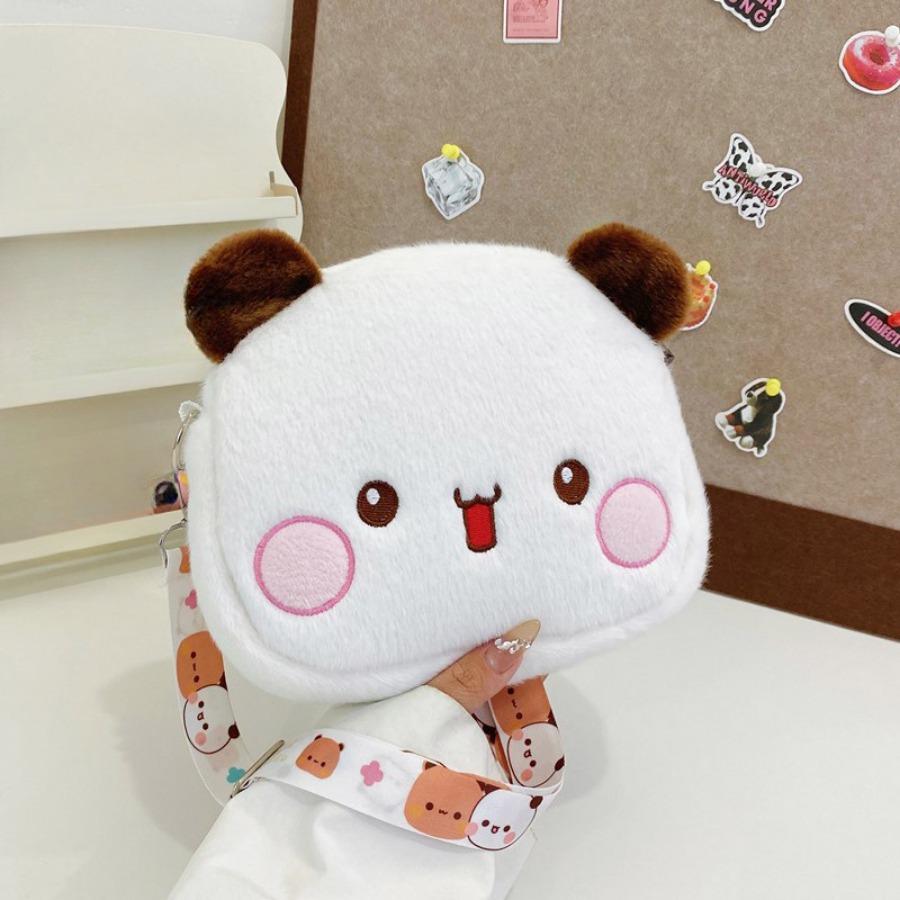 Roztomilý plyšový batoh Yier Panda Bear, Crossbody taška Bubu Dudu, Kawaii peněženky na mince, Taška přes rameno, Měkká plyšová zvířátka pro přítelkyni