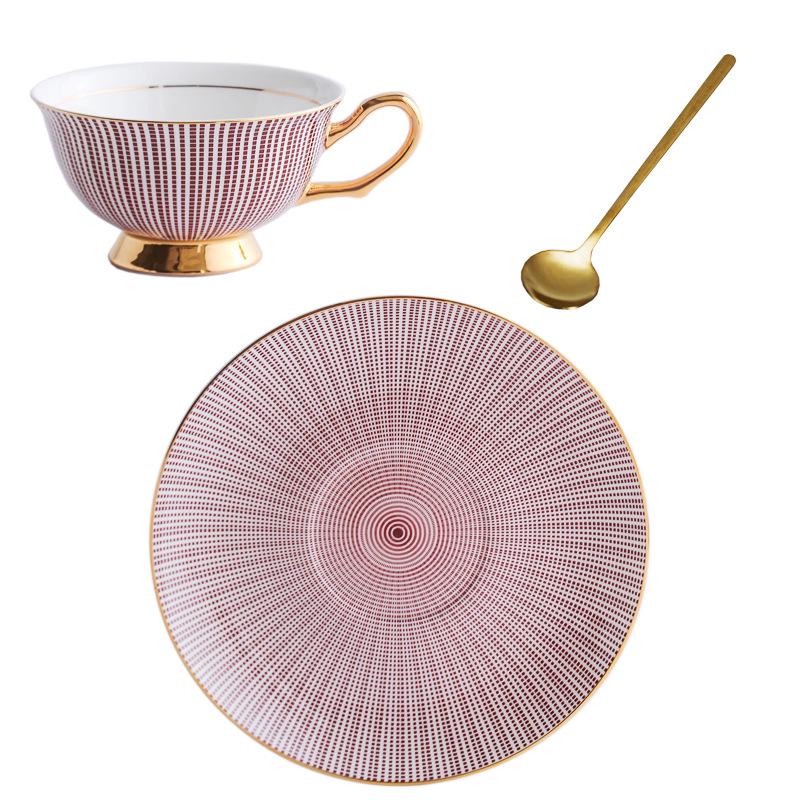 

European Striped Bone China Luxury Coffee and Tea Cup & Saucer Set 220ml
