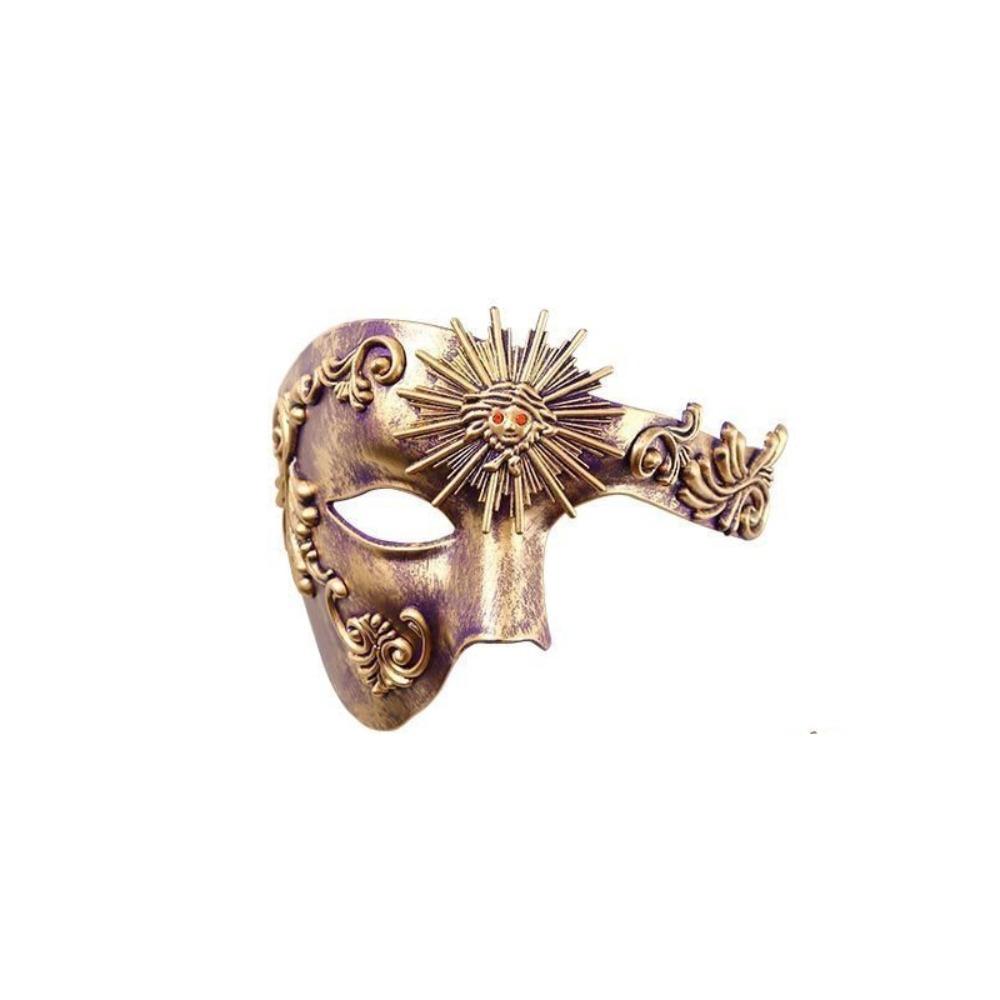 

Metal Texture Venice Half-Face Masquerade Mask Vintage Halloween Face Cover Stage Style B