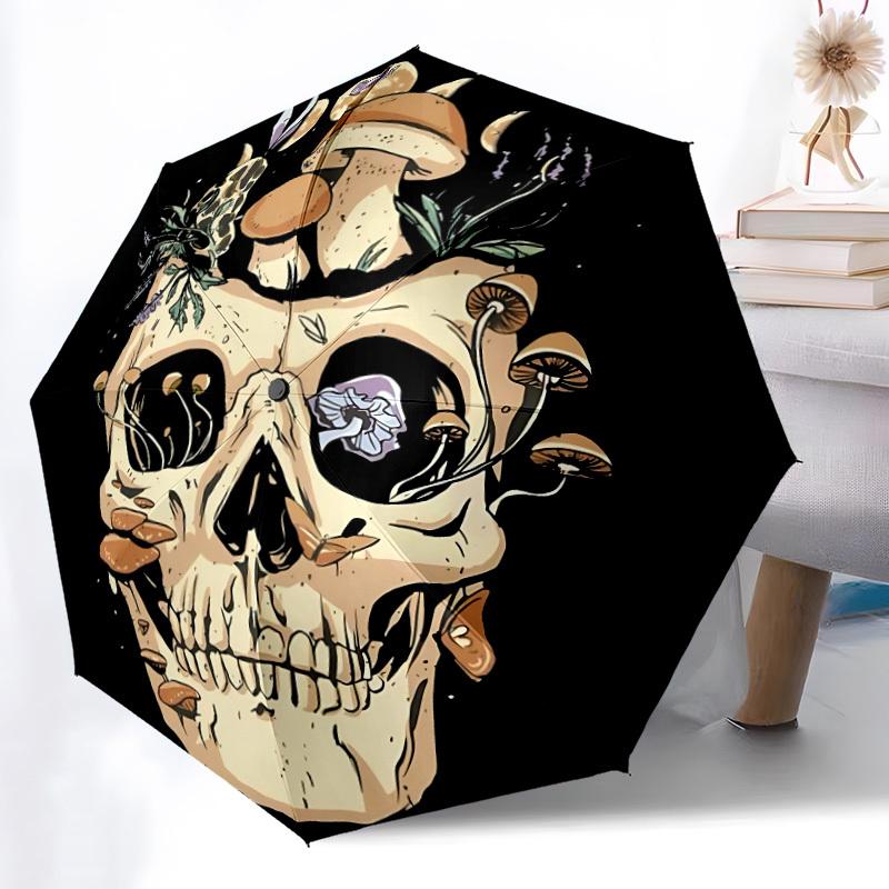1pc Skull Mushroom Forest Fashionable Automatic Opening/Closing Folding Umbrella with 8 Bones, Windproof Portable, Daily Use127