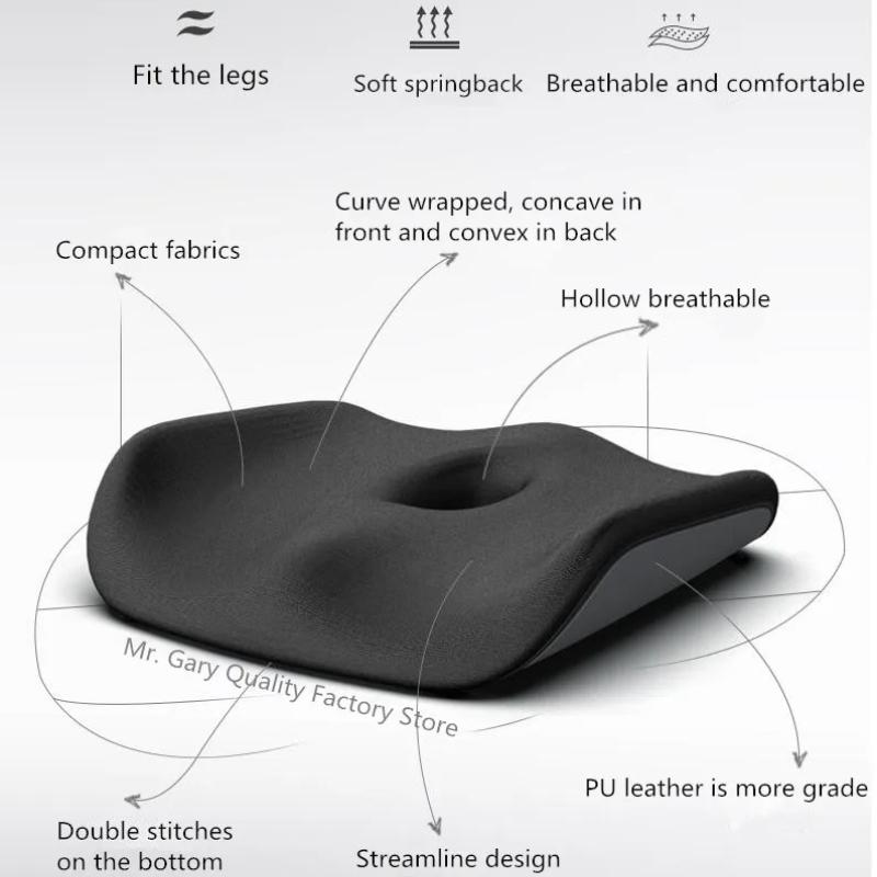 Memory Foam Seat Cushion Orthopedic Pillow Coccyx Office Chair Cushion Support Waist Back Pillow Car Seat Hip Massage Pad Sets
