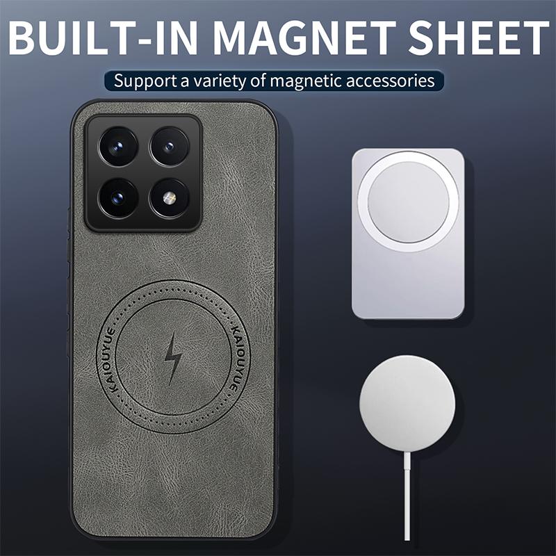 For Xiaomi 14T Pro Case for Magsafe Luxury Sheep Skin Magnetic Matte Leather Cover for Mi14 T 14Tpro Shockproof Anti-drop Bumper