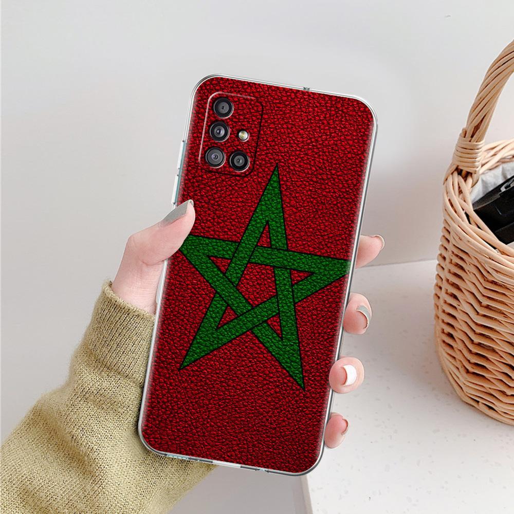 Phone Case For Samsung A15 A13 A35 A55 A51 A71 A41 A31 A21S A03S A05 A17 A23 A25 A33 A53 A73 5G A07 4G Cover Morocco Flag Soccer