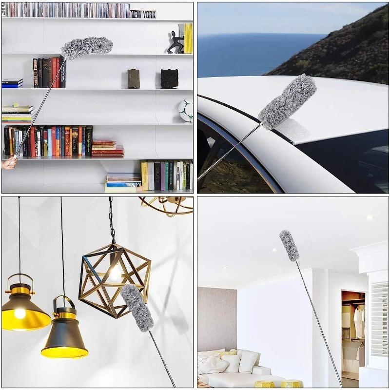 Telescoping Ceiling Duster with Washable Microfiber Head - Extendable 8ft Pole for High Dusting,Electrostatic Dust Removal