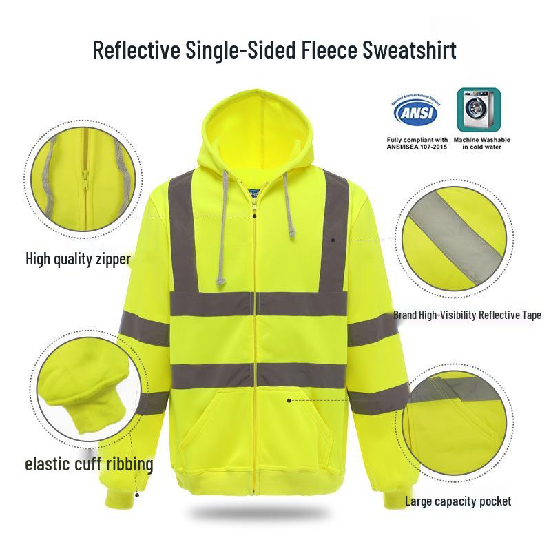 Autumn/Winter Thick Reflective Hoodie, Outdoor Traffic Safety Gear