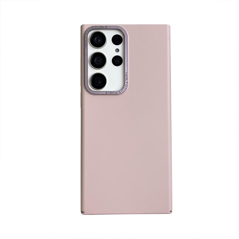 Suitable for Samsung S23ultra Metal Lens Ring Mobile Phone Case S23plus Oil-sprayed Skin Sensing S22 Solid Color Protective Case