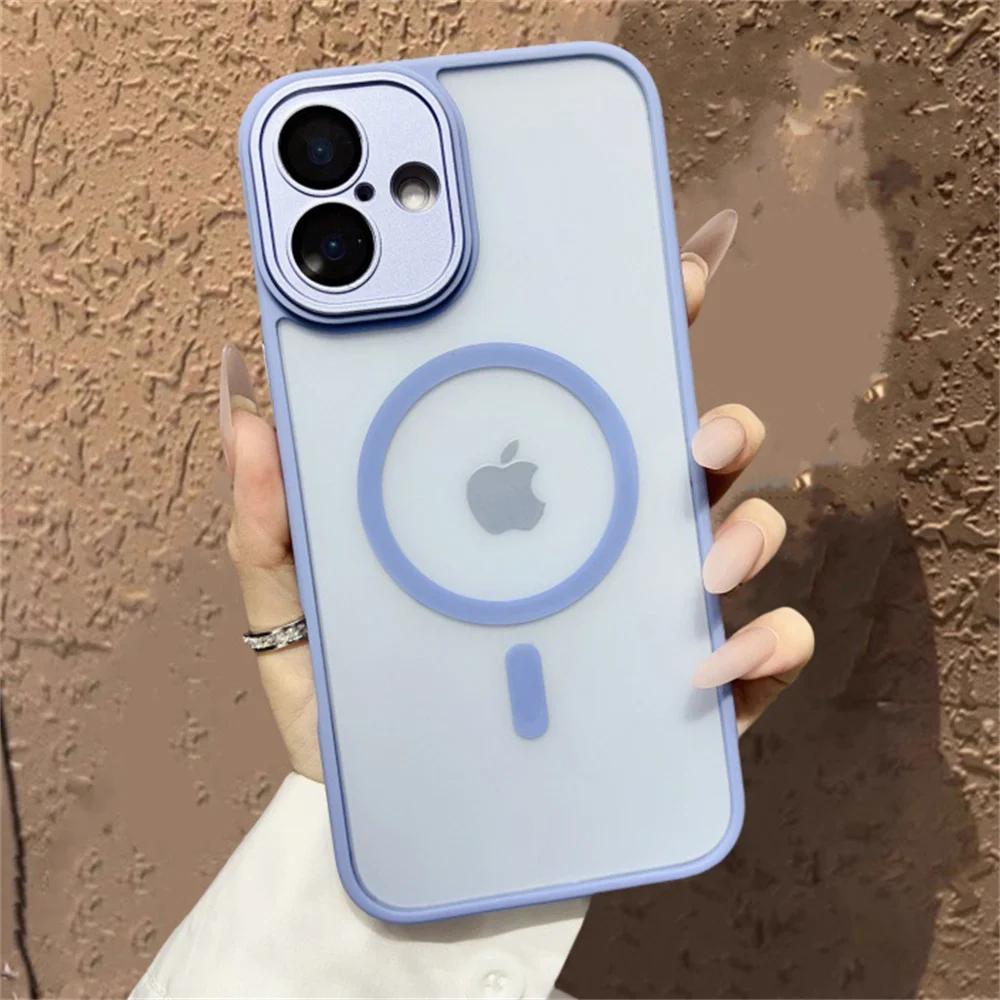 Shockproof Case For iPhone 14 13 12 11 15 Pro Max 14 15 Plus Luxury Matte Translucent Armor For Magsafe Wireless Charge Cover