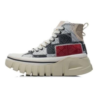 Li Ning We Wo Comfortabele Casual High-Top Skateschoenen Dames Sneakers Zwart Grijs AGCR270-2