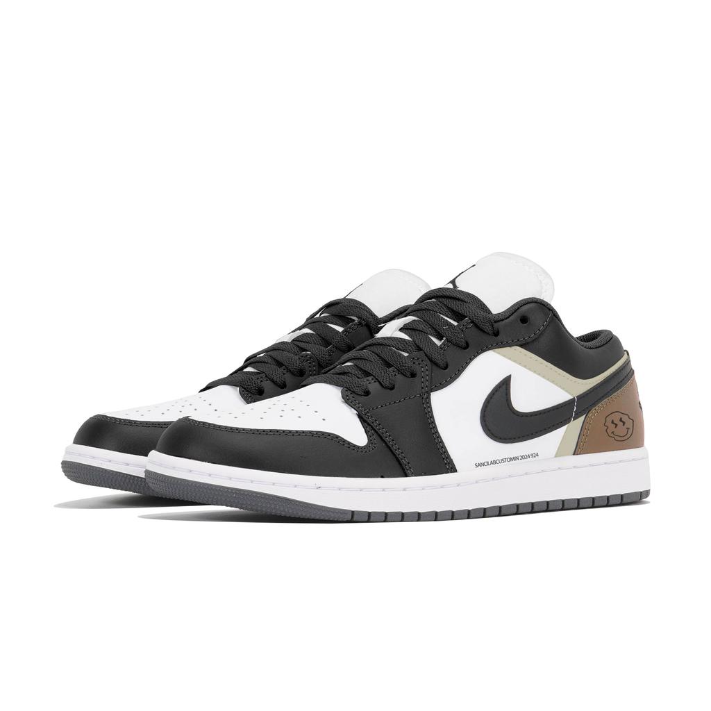 Jordan Air Jordan 1 Slip Resistant Abrasion Resistant Low Top Vintage Basketball Shoes Unisex Coffee 553558-152(Team210-)