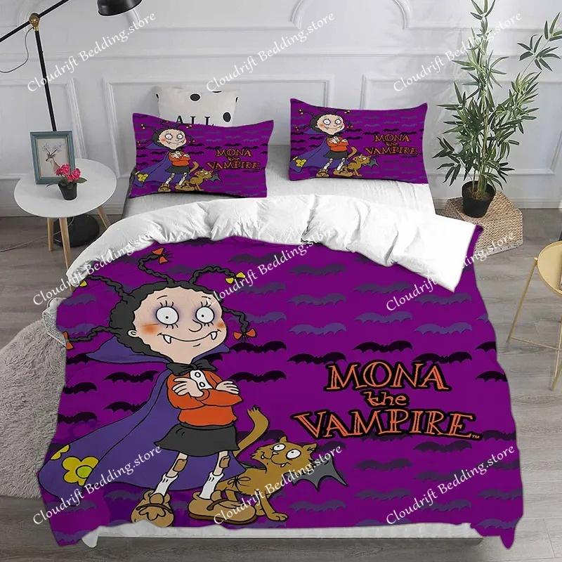 Cartoon Mona the Vampire Anime Bedding Sets Comforter Quilt Bed Cover Duvet Cover Pillow Case Kids Adult Size