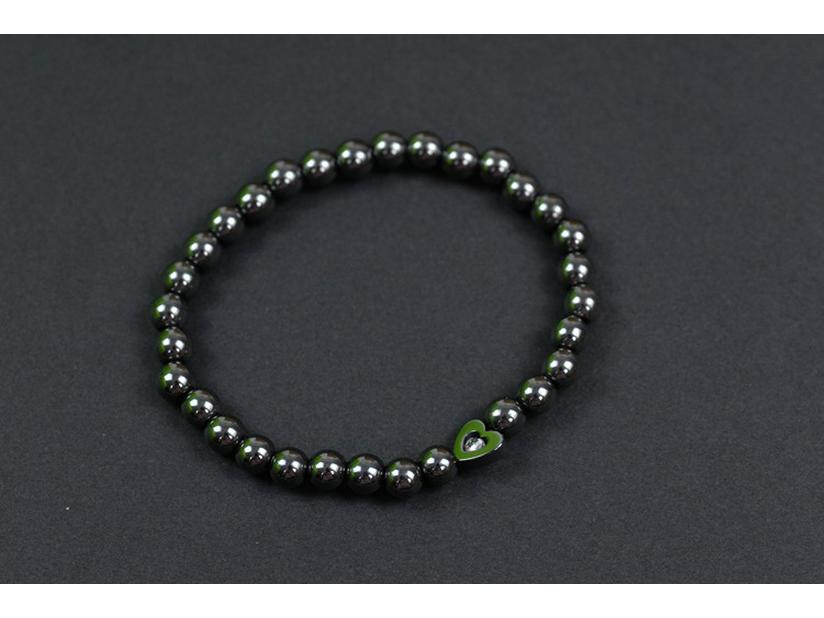 Ručně tkaný náramek z hematitu a černého žlučového kamene s korálky
