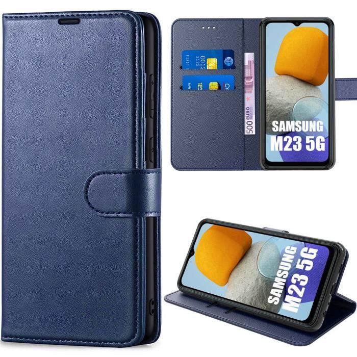 Coque pour Samsung Galaxy M23 5G Protection Cuir Synthétique Anti-Rayures - Bleu Marine