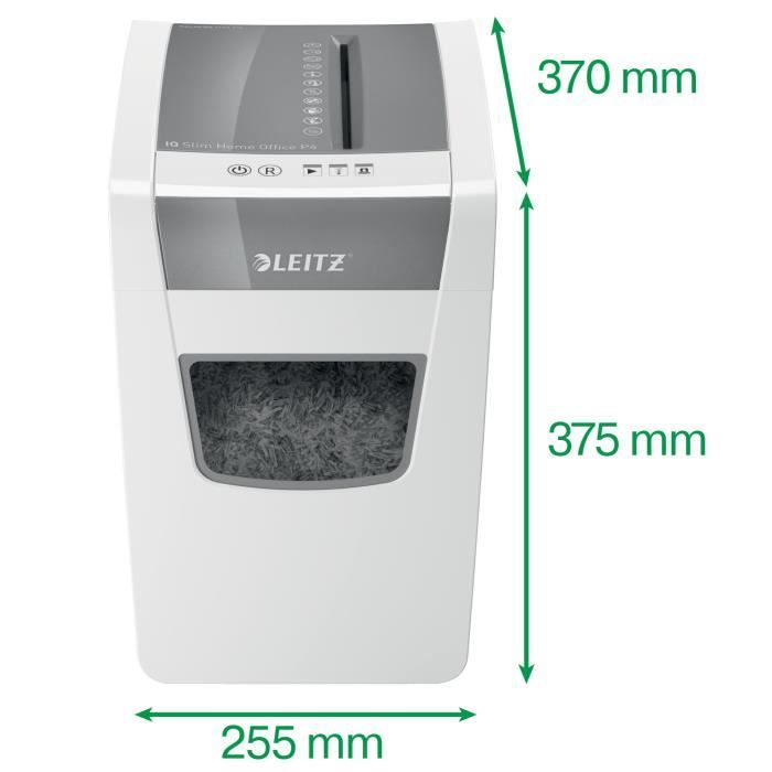 Destructeur de documents - Leitz - IQ Slim Home Office - Coupe croisée - 10 feuilles - 23 litres