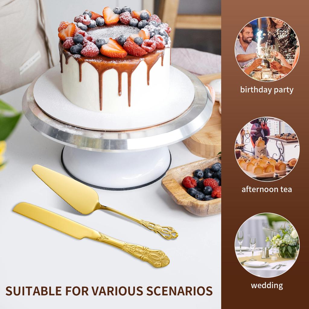 Juego de 2 piezas Pala Vintage de Acero Inoxidable para Pan y Espátula para Tartas, Diseño Hueco Tallado Elegante Servidor de Tartas para Fiestas