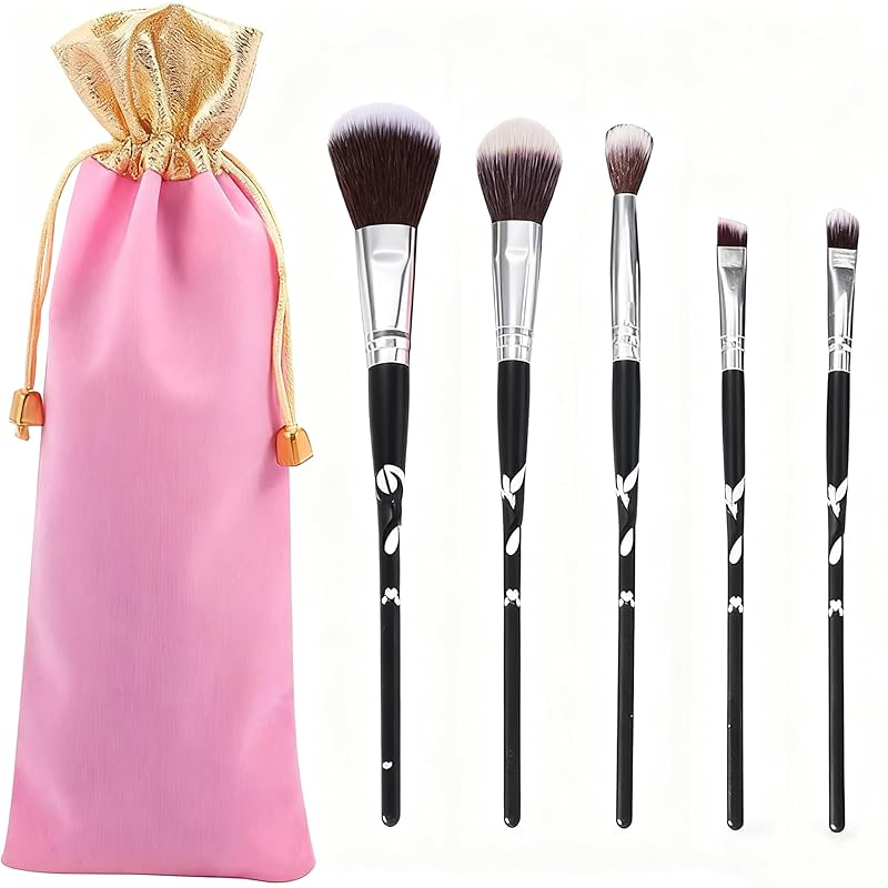 Makeup Brushes 5PCS Cartoon Girl Makeup Brushes Set Premium Synthetic Foundation Brush Blending Face Powder Blush Concealers Eye Shadows