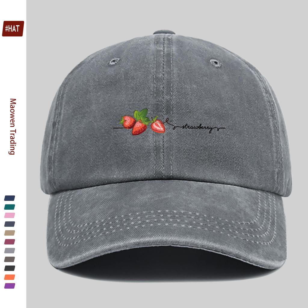 Pc Strawberry Print Baseball Cap AllSeason Sun Hat Casual Decorative Hat with Adjustable Buckle Strap Multiple Colors Avail
