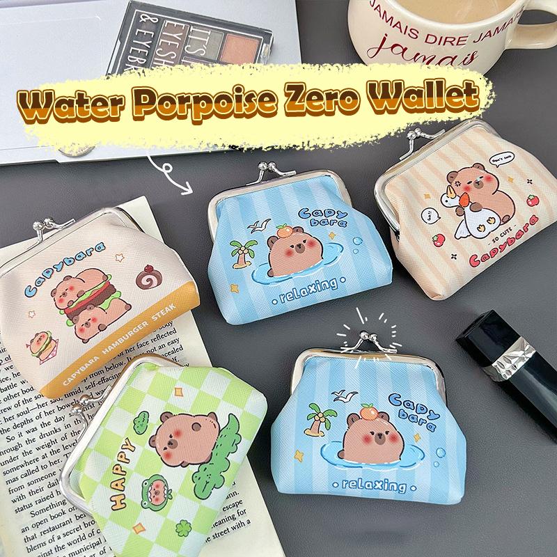 Cartoon Capybara Pu Coin Purse Pouch Cute Wallet Portable Mini Storage Bag Lipstick Key Earphone Organizer For Kids Gifts