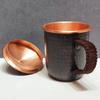 Handcrafted Vintage Copper Coffee Cup,Engraving Hammer Texture With lid 300 ml Milk Tea Beer Mug,Woven Handle Tea Cup Tableware