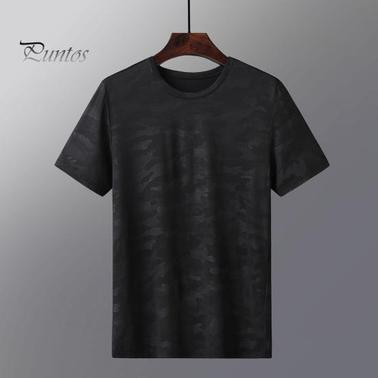 

Летняя мужская футболка с круглым вырезом, быстросохнущая камуфляжная футболка с коротким рукавом, свободный пуловер, повседневная уличная одежда, повседневная одежда, спортивный топ L серый