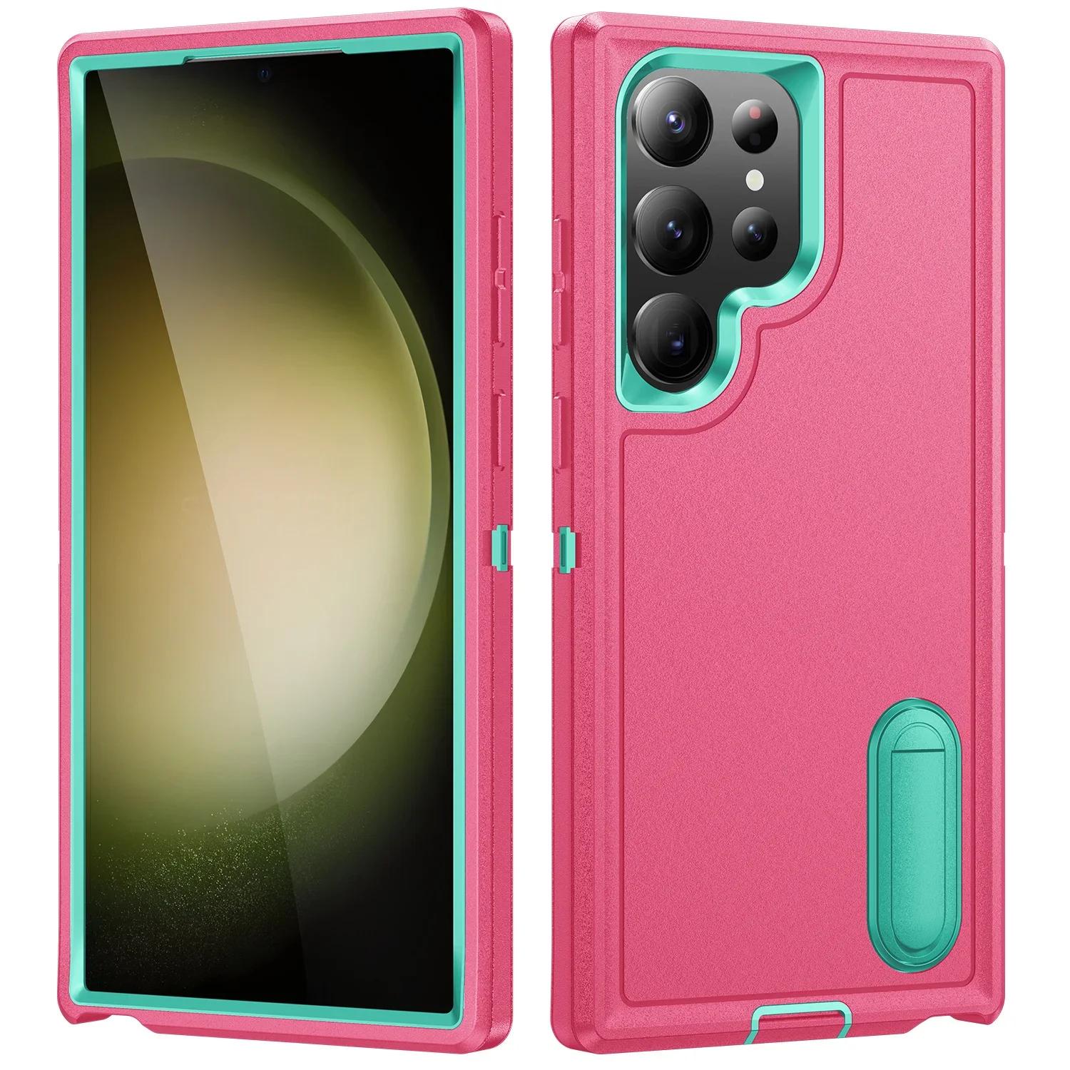 

Strong Bag Hard Case for Samsung Galaxy S25 Ultra S24 S23 FE Plus S22 A16 A15 A54 A14 A53 A13 A04S 5G Three Layer Funda Cases for Galaxy S24 розы красного