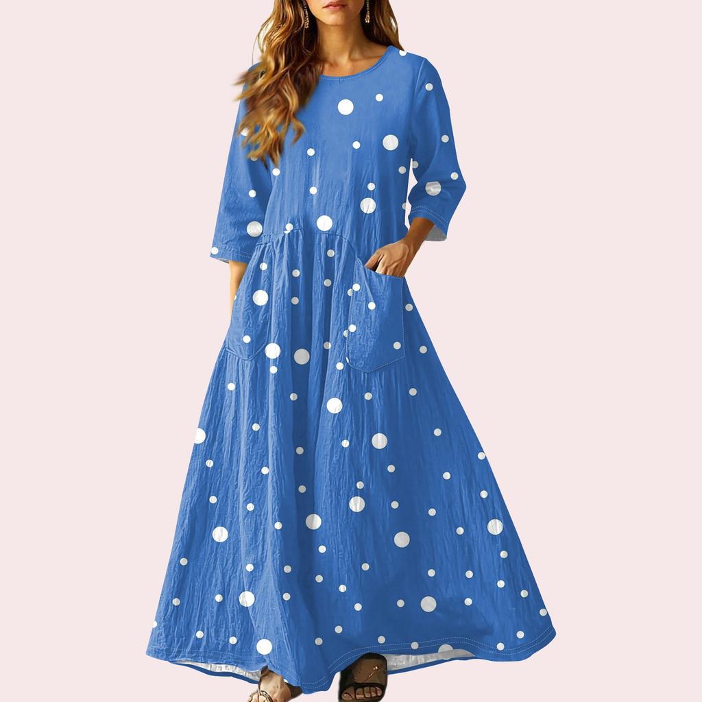 Dámské retro etnické lněné maxi šaty bez rukávů s výstřihem do V a stuhovou výšivkou