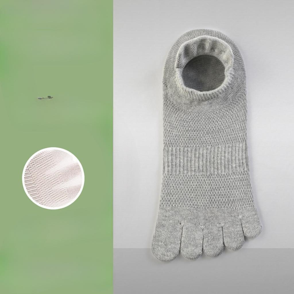 Five-finger Socks, Men's Solid Color Mesh Socks, Men's and Women's Boat Socks, Cotton Anti-odor Toe Socks, Sweat-absorbing and Breathable