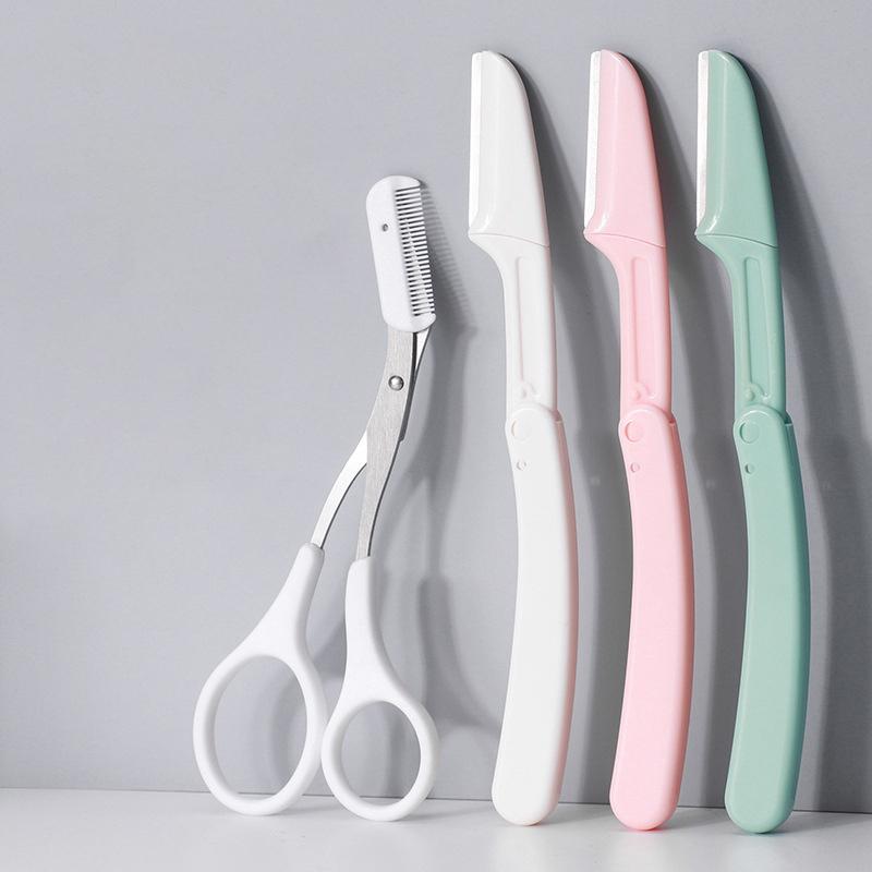 1/3/4Pcs Eyebrow Trimmer Scissor for Face Eyebrow Shaper Shaver Facial Epilators Pocketknife Eyebrow Profiler Hair Remover