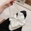 High Quality White Women Bow knot Purse Handbag Evening Party Bag Satin Clutch Bags For Wedding Prom Party Purse