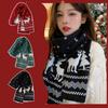 Winter Warm Scarf Deer Elk Double-Sided Knitted Scarves Fashion Versatile Woolen Shawl Girls Christmas Present for Women Men