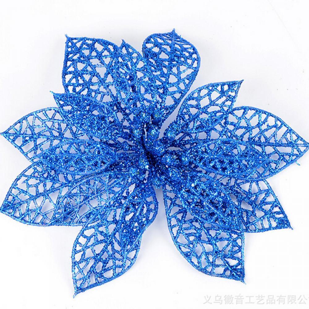 

Xmas Tree Decoration Sticky Texture Glitter Fake Flower Christmas Gift 10cm For Home Decoration Garden Decor Christmas Party синий
