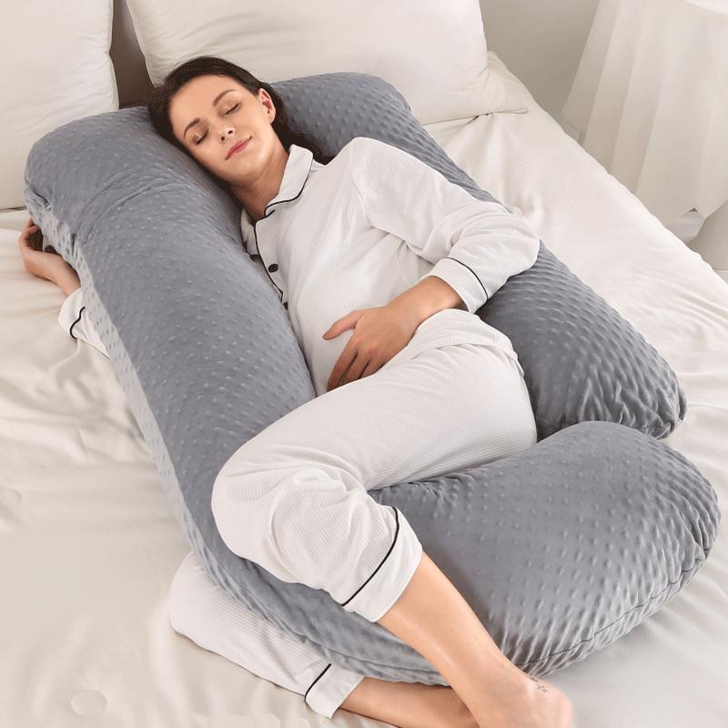 Crystal Velvet J-shaped Pregnancy Pillow Nursing Pillow Pregnant Woman Belly Support Pillow Side Sleeping Pillow Waist Pillow