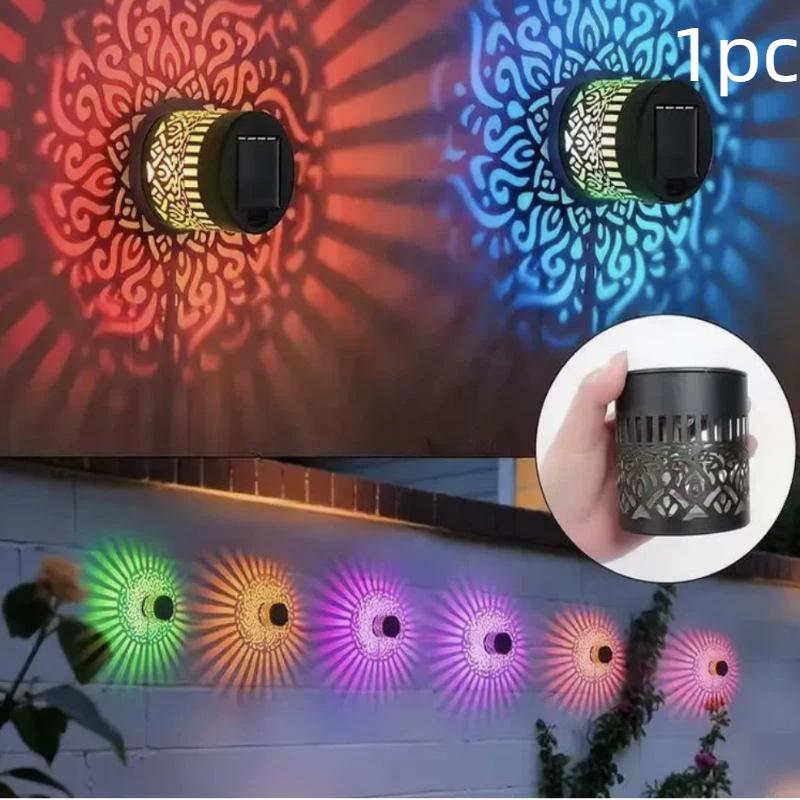 Outdoor Decorative Solar Mandala Lights 4 Pack IP65 Waterproof for Deck Step Wall Fence Garden Pathway Holiday Decoration