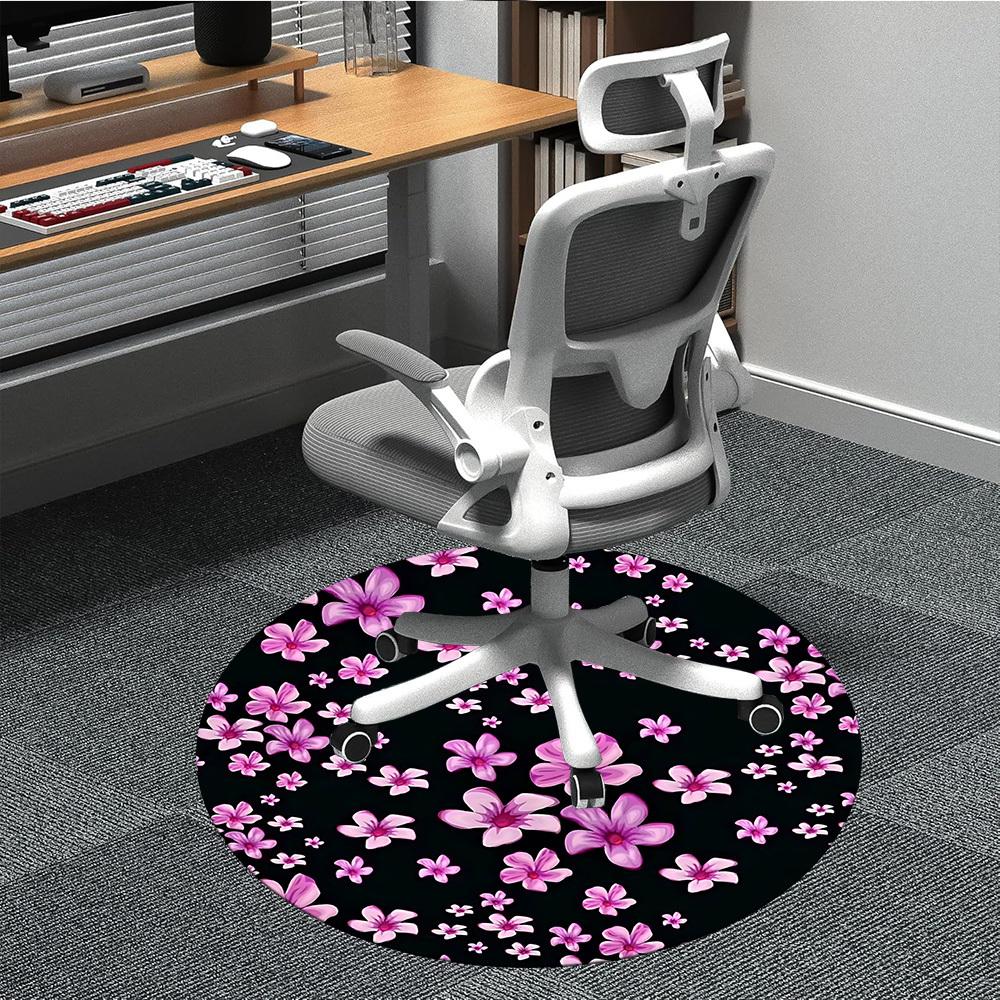 1pc Floral Pattern Office Round Rug, Carpet for Office, Gaming, Lightweight Round Floor Mat yy260208076