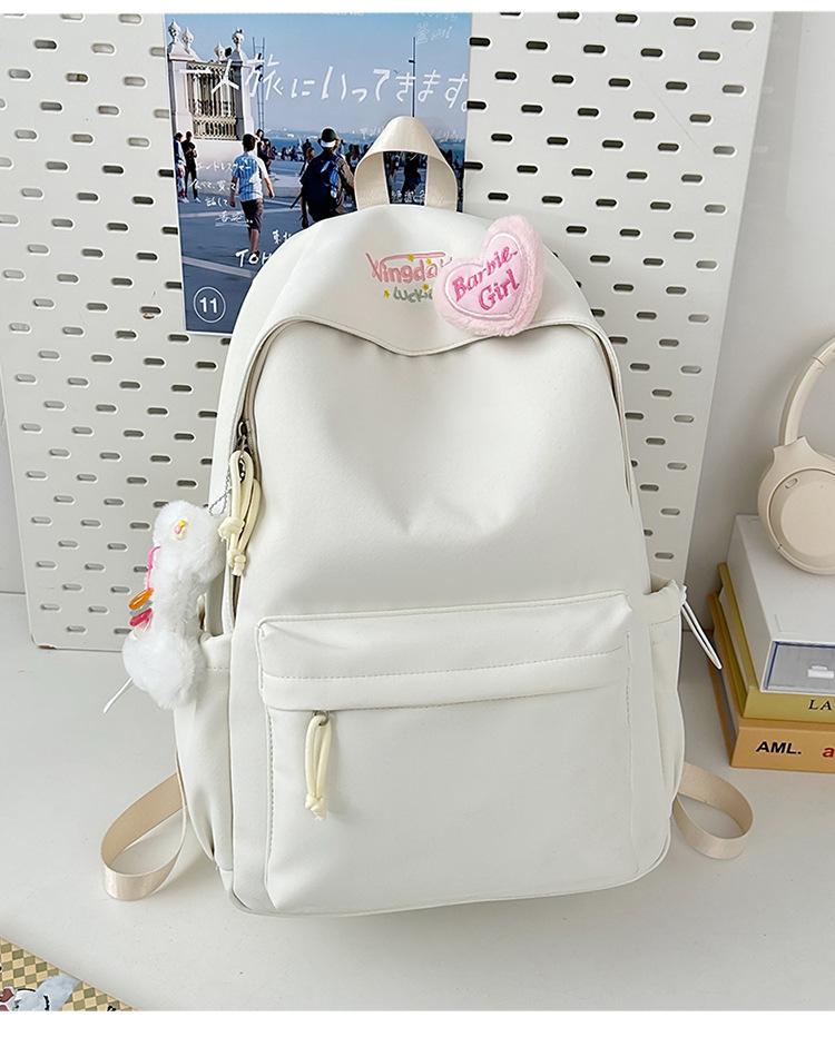 School bag letter simple Mori backpack ins style casual versatile commuter college student school bag large capacity solid color backpack