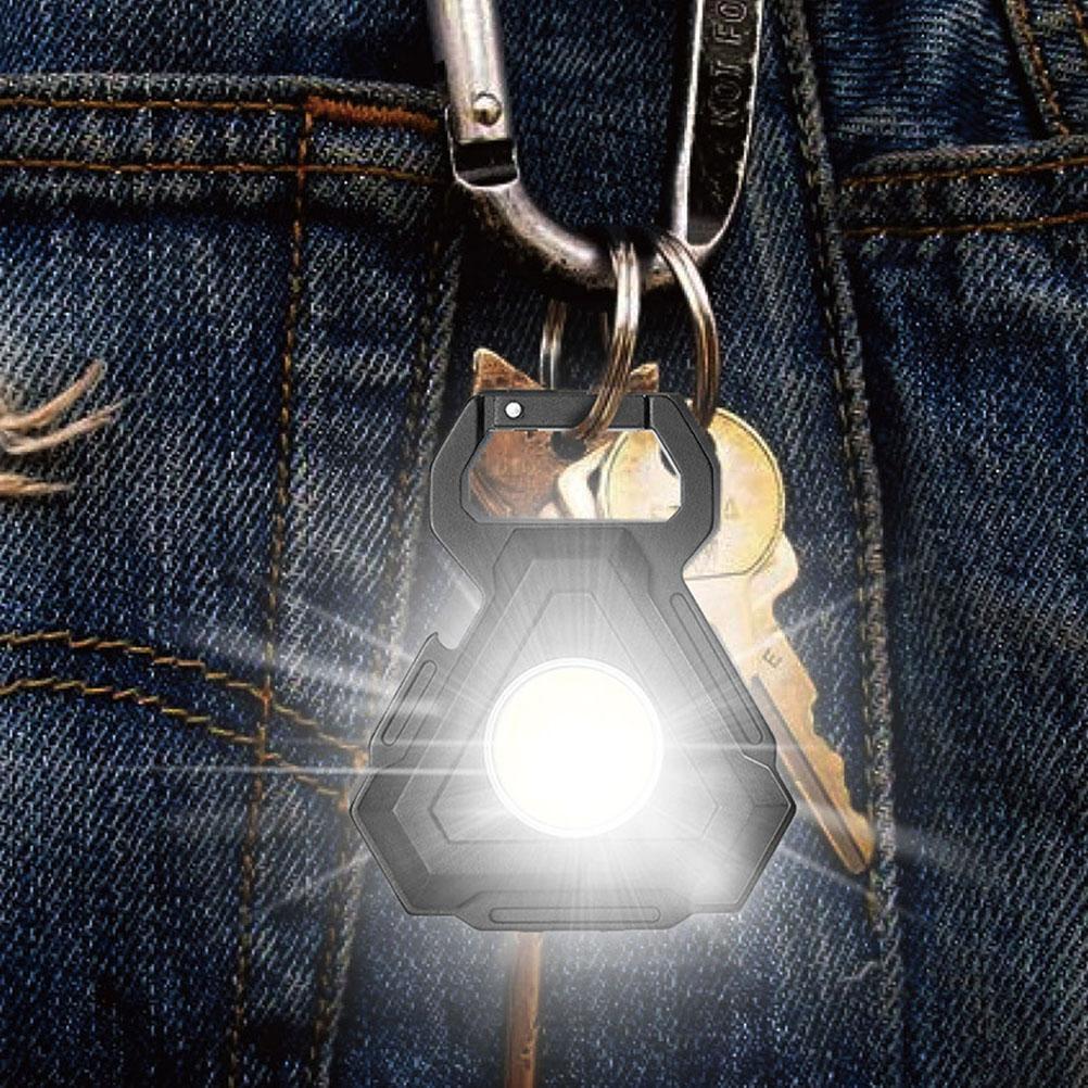 COB Small Flashlights Bright Rechargeable Keychain Mini Flashlight Portable Pocket Light with Folding Bracket Base for