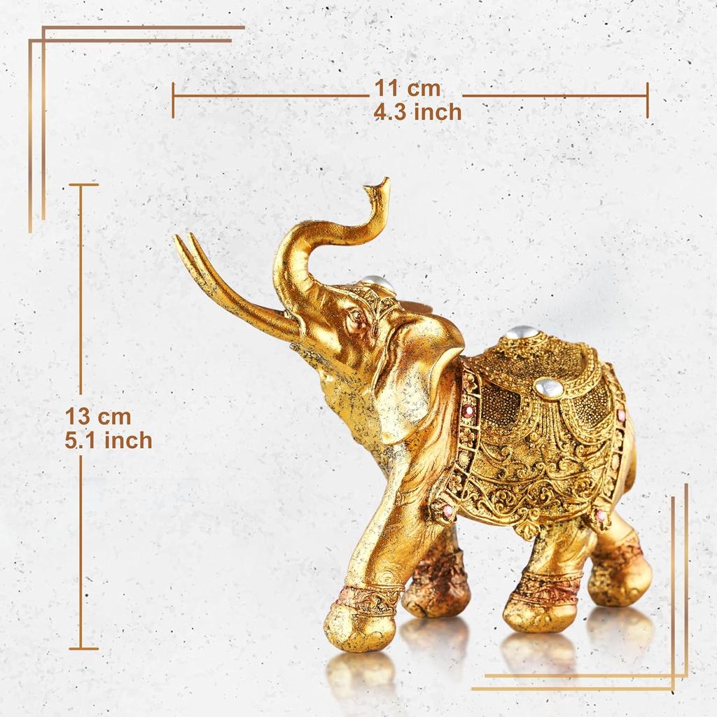 Lucky Elephant Statue,7" Elegant Elephant Figurine for Home Decor Unique and Sophisticated Ornament for Living Room, Table Centerpiece Shelfand