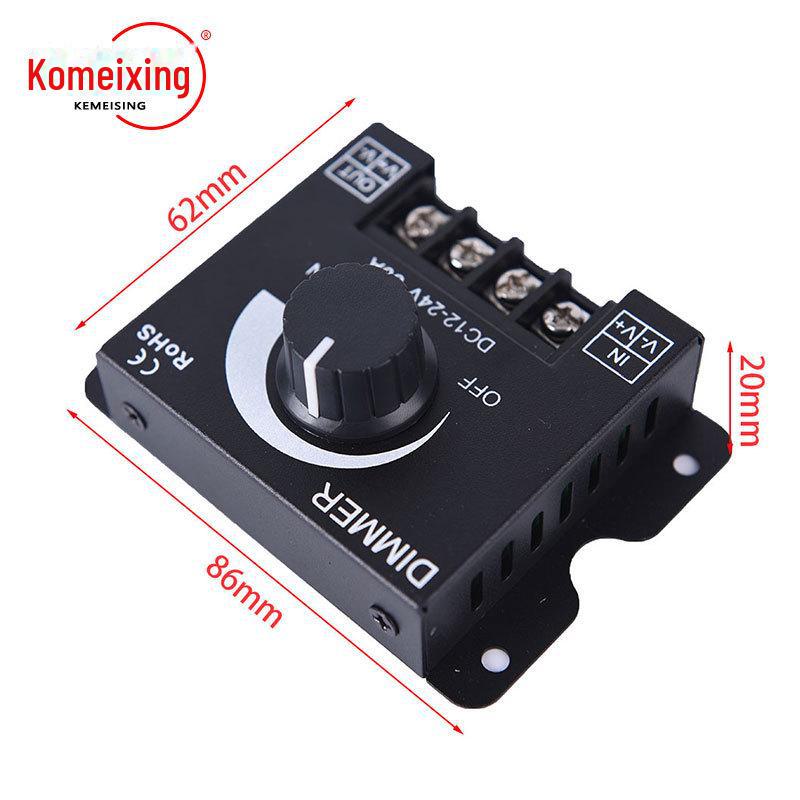 Stepless LED Dimmer Switch: DC12V-24V, 30A Brightness Control Knob