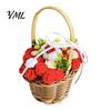 Crocheted Floral Desktop Ornament Hand Knitted Wool Flower Basket, Decorative Mini with Home Accents for Counter Ribbon, Plant Office And Photography