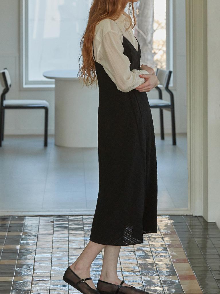 B Muse Mansion Bias Check Layered Dress - Black