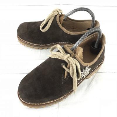 Skandal Germany Leather Hole Cut Side Strap Suede Boots Brown 25.0(USED)
