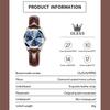 OLEVS Waterproof Watch with Leather Roman Alphabet Date Stylish Quartz Luminous Analog Small Popular Gift for Business Blue Lightweight Leather Watch
