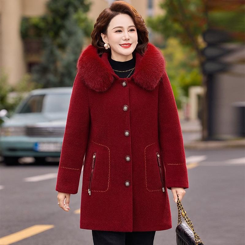 Mink Velvet Coat: New Winter Style for Middle-Aged Women, Plus-Size Woolen Jacket for Autumn and Winter