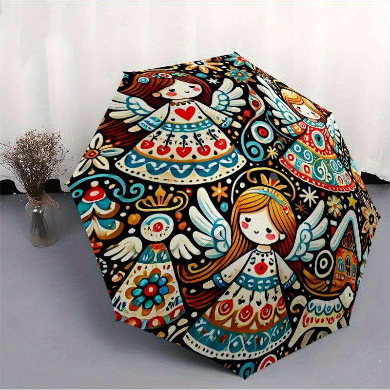 1pc Angelic Winter Automatic Umbrella High Quality Canopy, Portable Folding Umbrella With, Ideal Gift for - Travel, Everyday, Formal Events, Stylish A