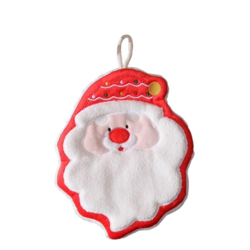 Thickened Christmas Hanging Hand Towels Cartoon Plush Hand Towel  Home Bathroom Kitchen Decor
