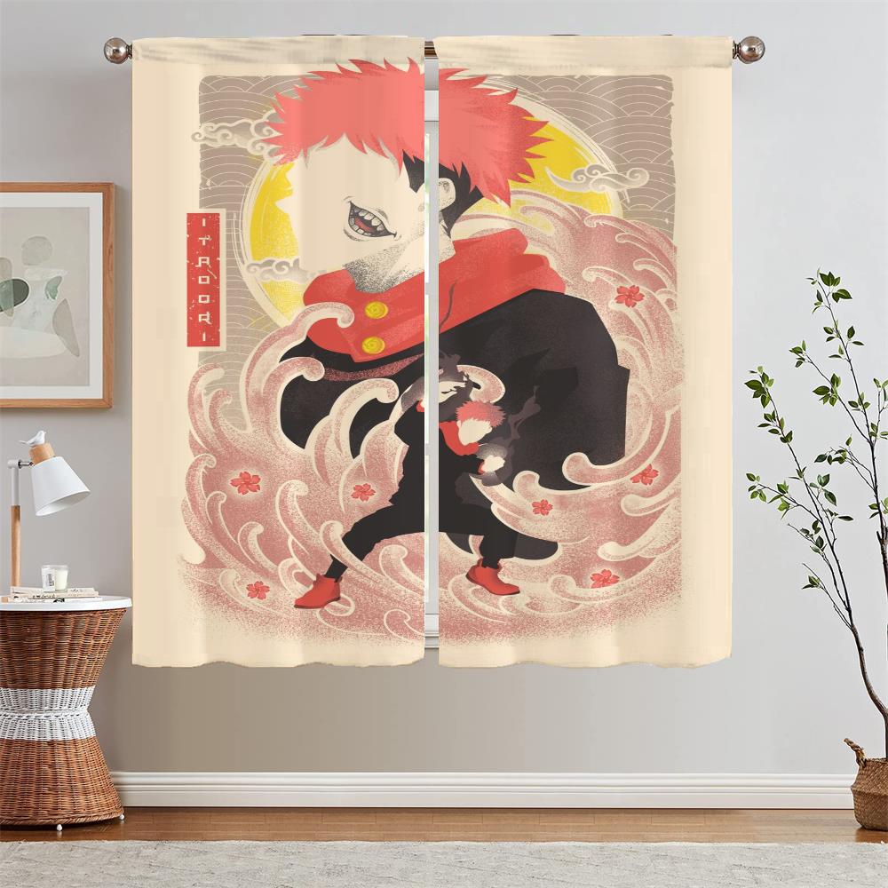 Jujutsu Kaisen Curtain Tulle for Living Room Decoration Youth Room Curtains Blackout Kitchen Curtains 2 Pcs Set Blind Tentacles