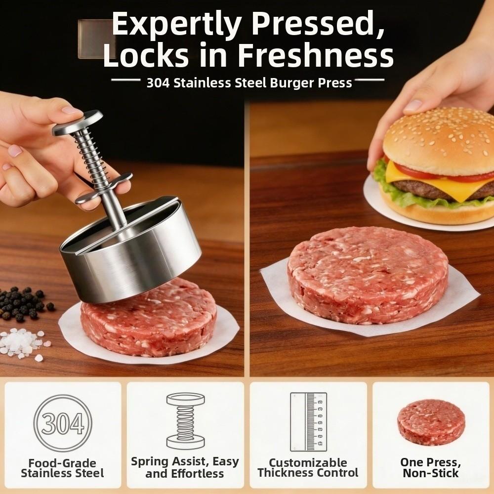 Stainless Steel Burger Press Round 8/10/12 cm Patty Making Mold Non Stick Kitchen Tool Hamburger Patty Maker Home Cooking